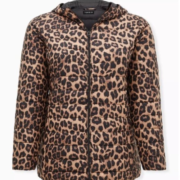 Torrid size 3 Leopard Print Packable Puffer Coat - Picture 1 of 9